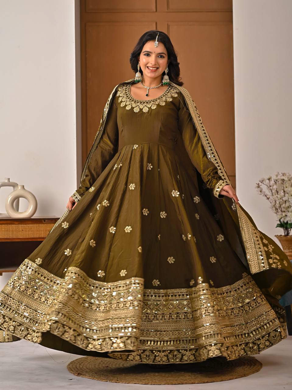 LadyVastara Designer Ethnic Wear Anarkali Suit with Sequence Work & Perfect Fit