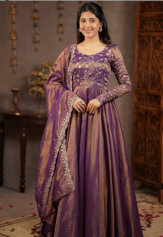LadyVastara Elegant Embroidered Anarkali Gown Set with Dupatta