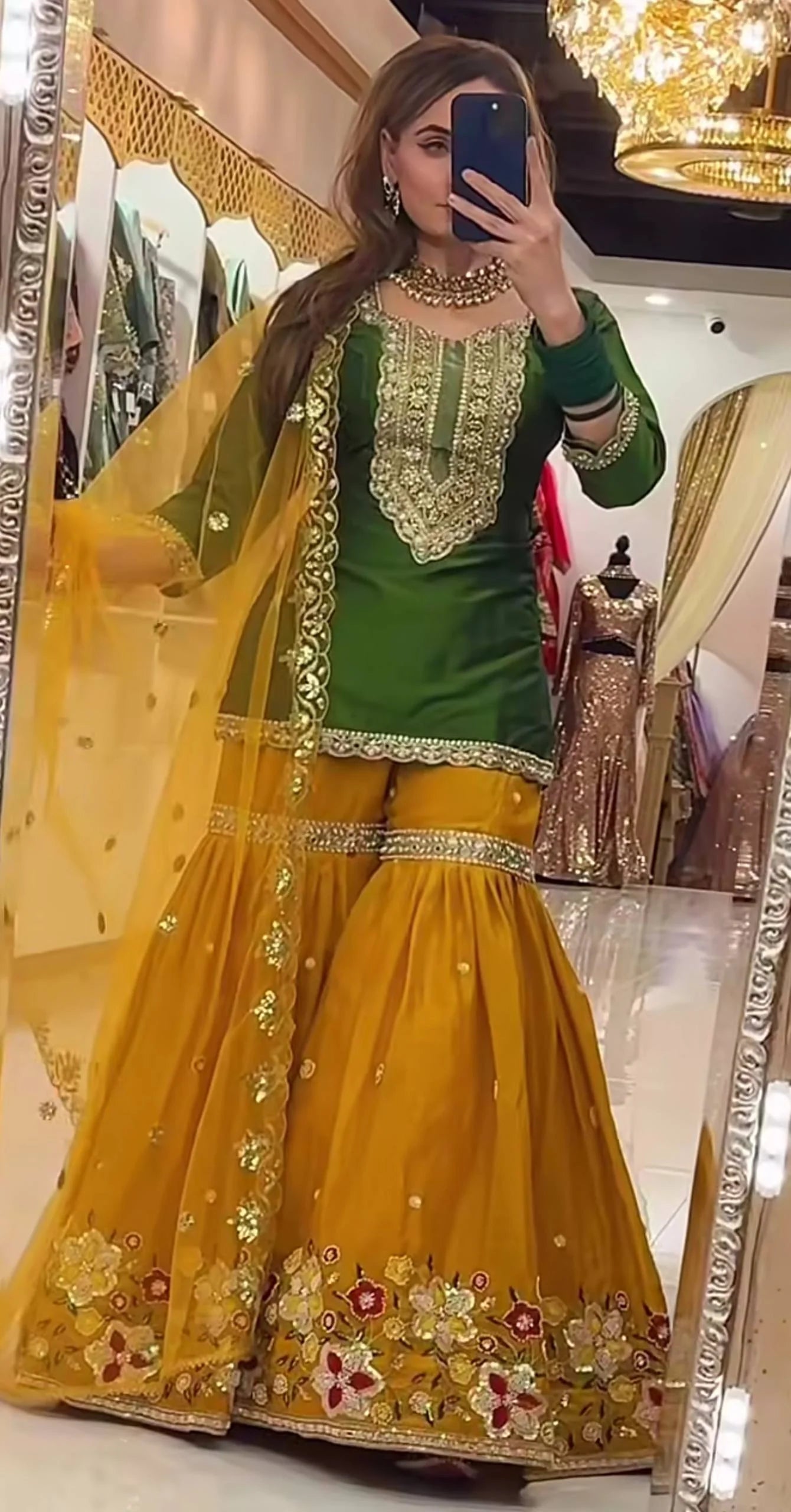 LadyVastara Designer Sharara Palazzo Suit Faux Georgette Silk | Party & Festive Wear