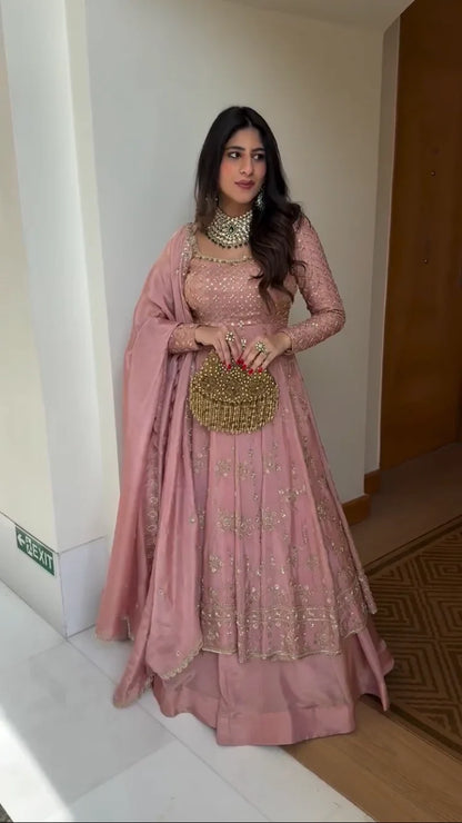 LadyVastara Designer Hand Embroidered Anarkali Set for Women