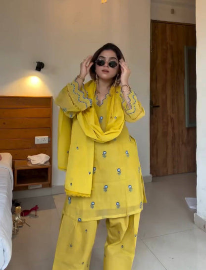 Premium Embroidered Farshi Plazzo Suit Set