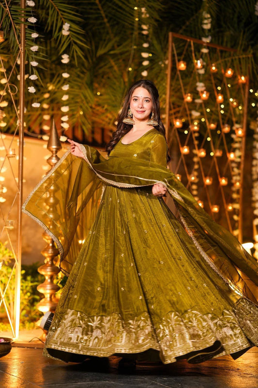 LadyVastara Festive Wear Embroidered Anarkali with Pants & Dupatta