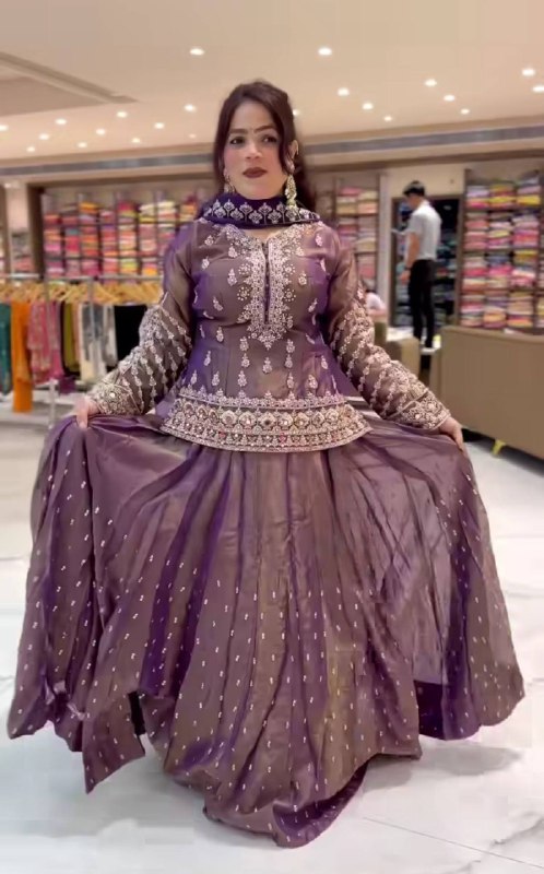 Ladyvastara Designer Simmer Silk Lehenga Set with Embroidery, Zari & Moti Work