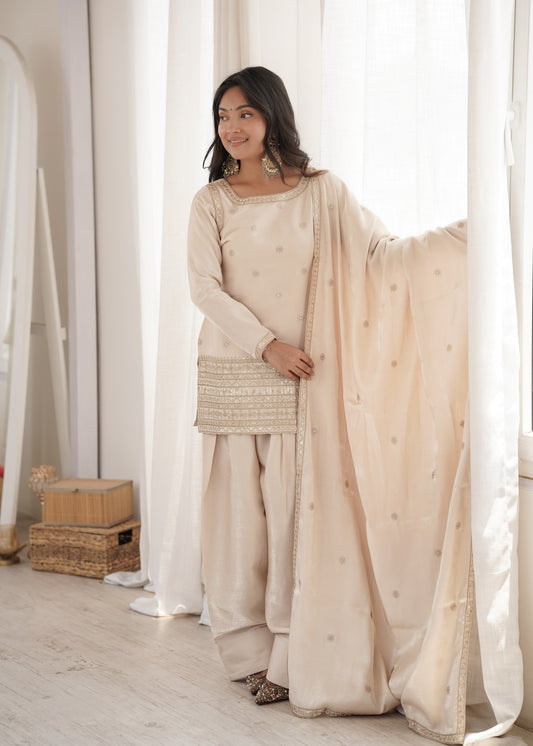 LadyVastara Wedding & Festive Special Roman Silk Embroidered Suit Set