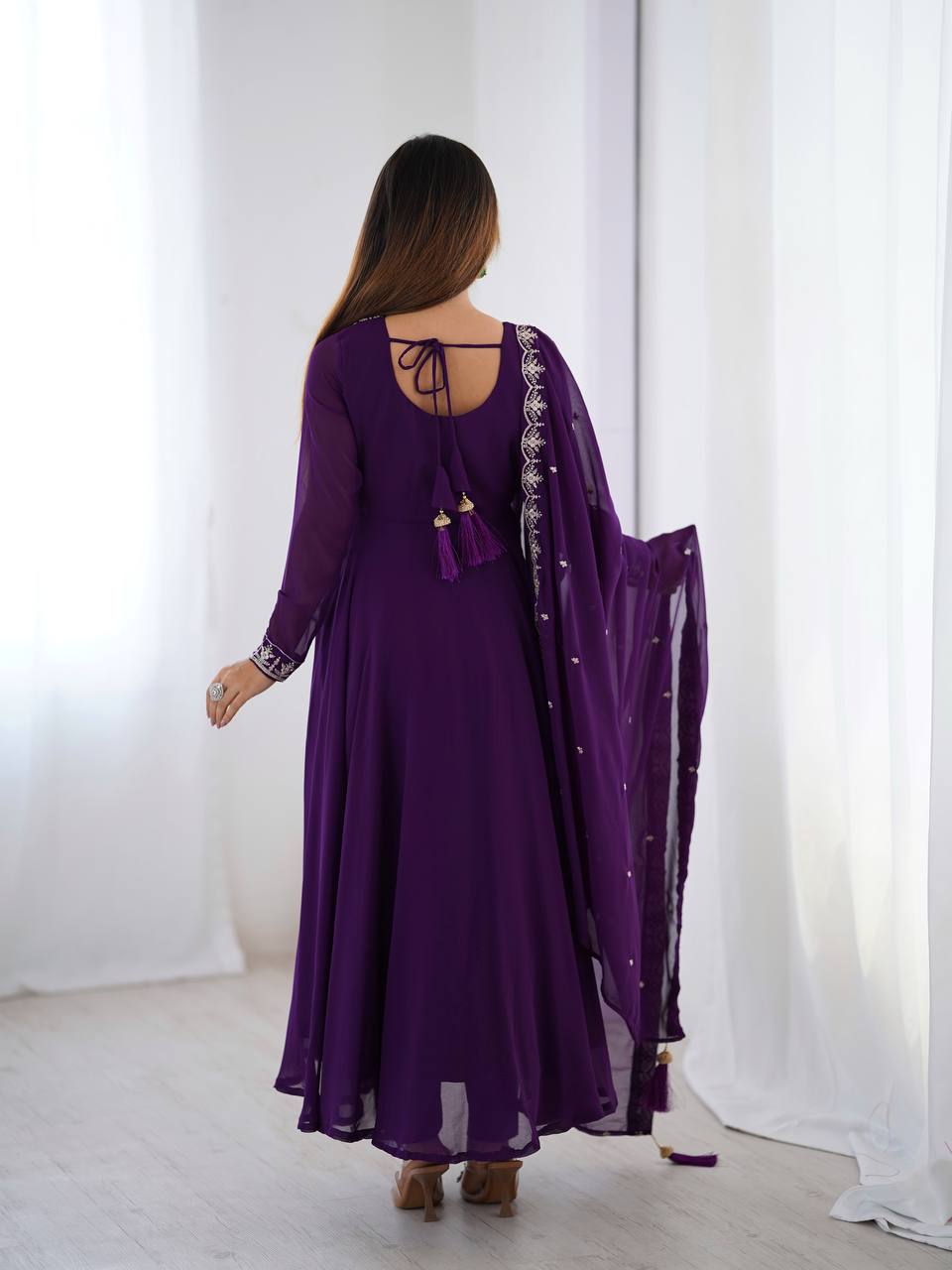 LadyVastara Heavy Embroidered Anarkali Suit with 6.5m Grand Flair & Zari Work
