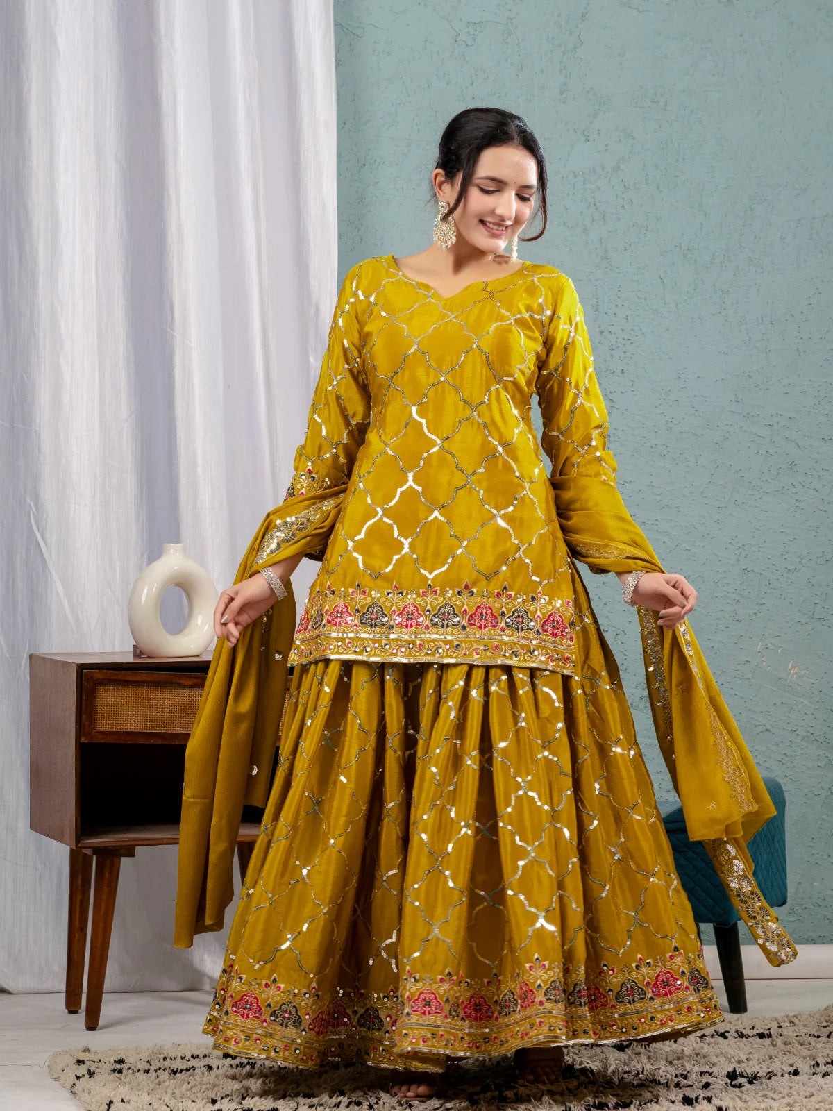 LadyVastara Elegance Embroidered Sharara Suit