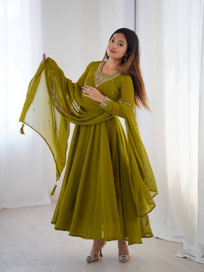LadyVastara Heavy Embroidered Anarkali Suit with 6.5m Grand Flair & Zari Work