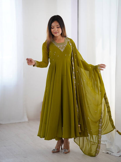 LadyVastara Heavy Embroidered Anarkali Suit with 6.5m Grand Flair & Zari Work