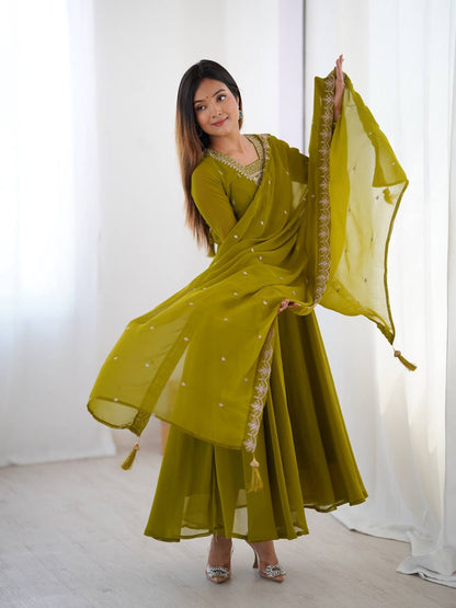 LadyVastara Heavy Embroidered Anarkali Suit with 6.5m Grand Flair & Zari Work