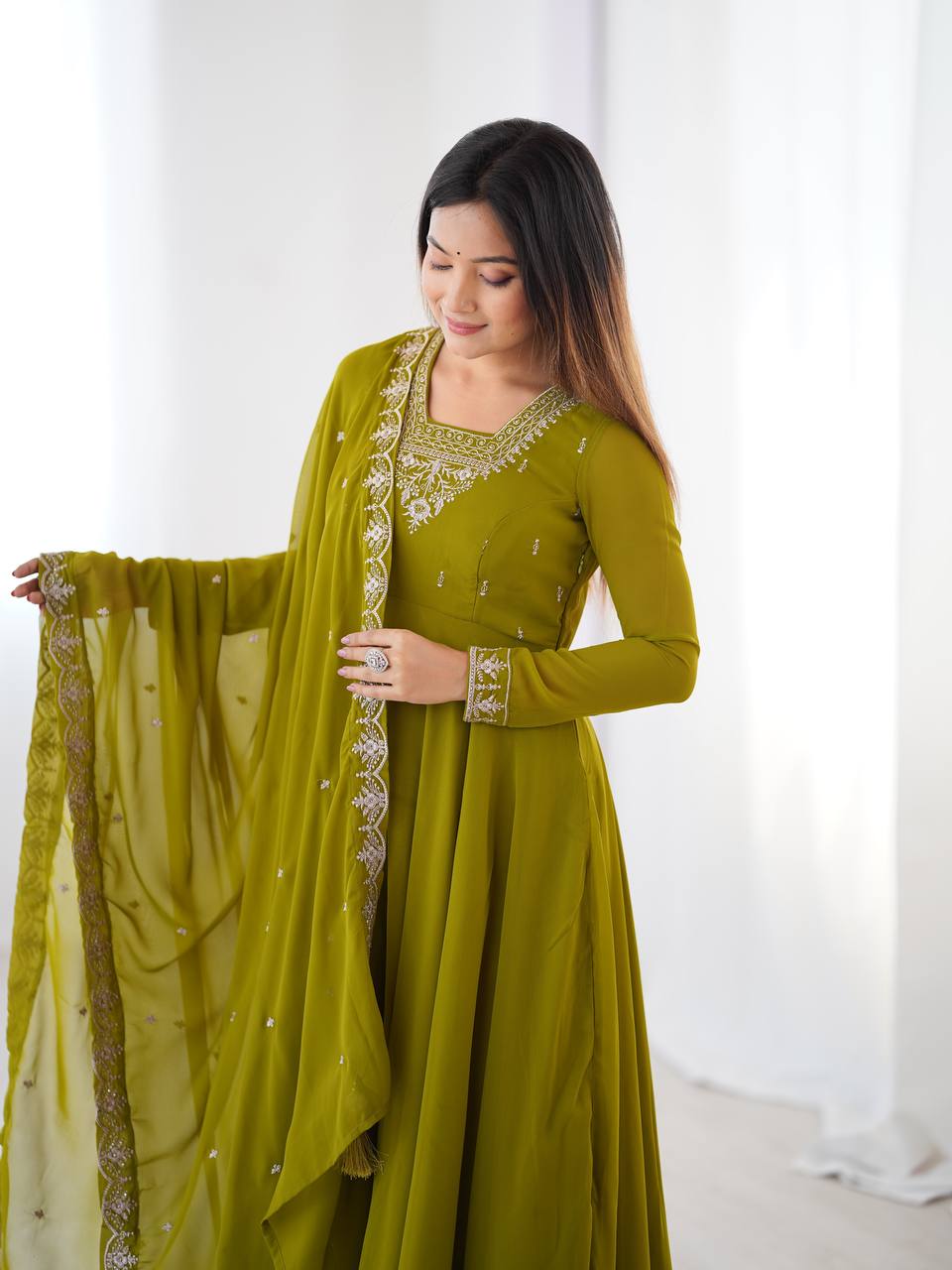 LadyVastara Heavy Embroidered Anarkali Suit with 6.5m Grand Flair & Zari Work