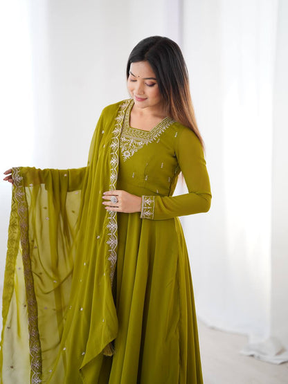 LadyVastara Heavy Embroidered Anarkali Suit with 6.5m Grand Flair & Zari Work