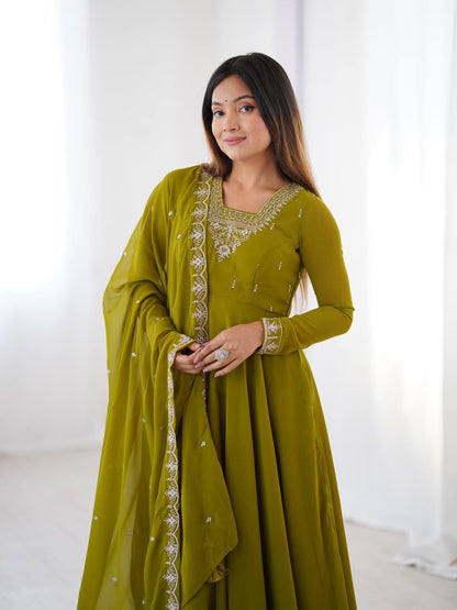 LadyVastara Heavy Embroidered Anarkali Suit with 6.5m Grand Flair & Zari Work