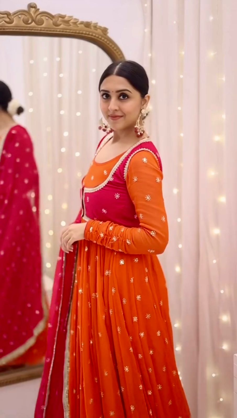 LadyVastara Premium Faux Georgette Anarkali Gown with Koti