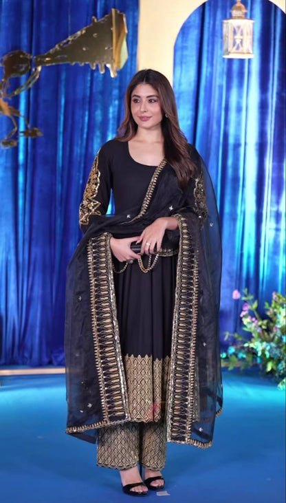 LadyVastara Premium Blooming Georgette Anarkali Suit with Heavy Sequins & Embroidery Work