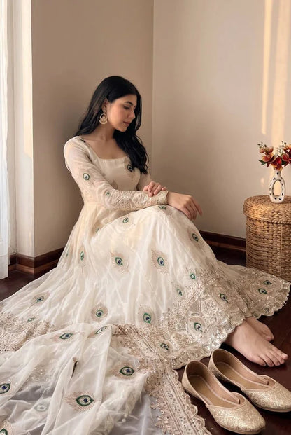 Exclusive Designer Fendy Silk Gown with Heavy Sequence Embroidery – Wedding, Festive & Party Wear