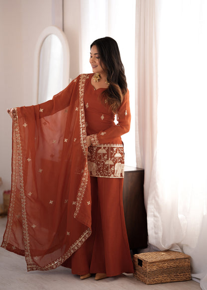 LadyVastara Luxury Crunchy Silk Kurta Pant Dupatta Set for Festive & Wedding Wear