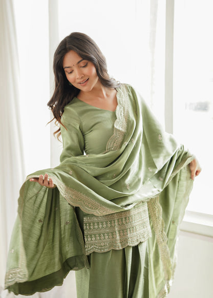 LadyVastara Designer Glass Roman Silk Farshi Salwar Suit with Sequence Dori Jari Work