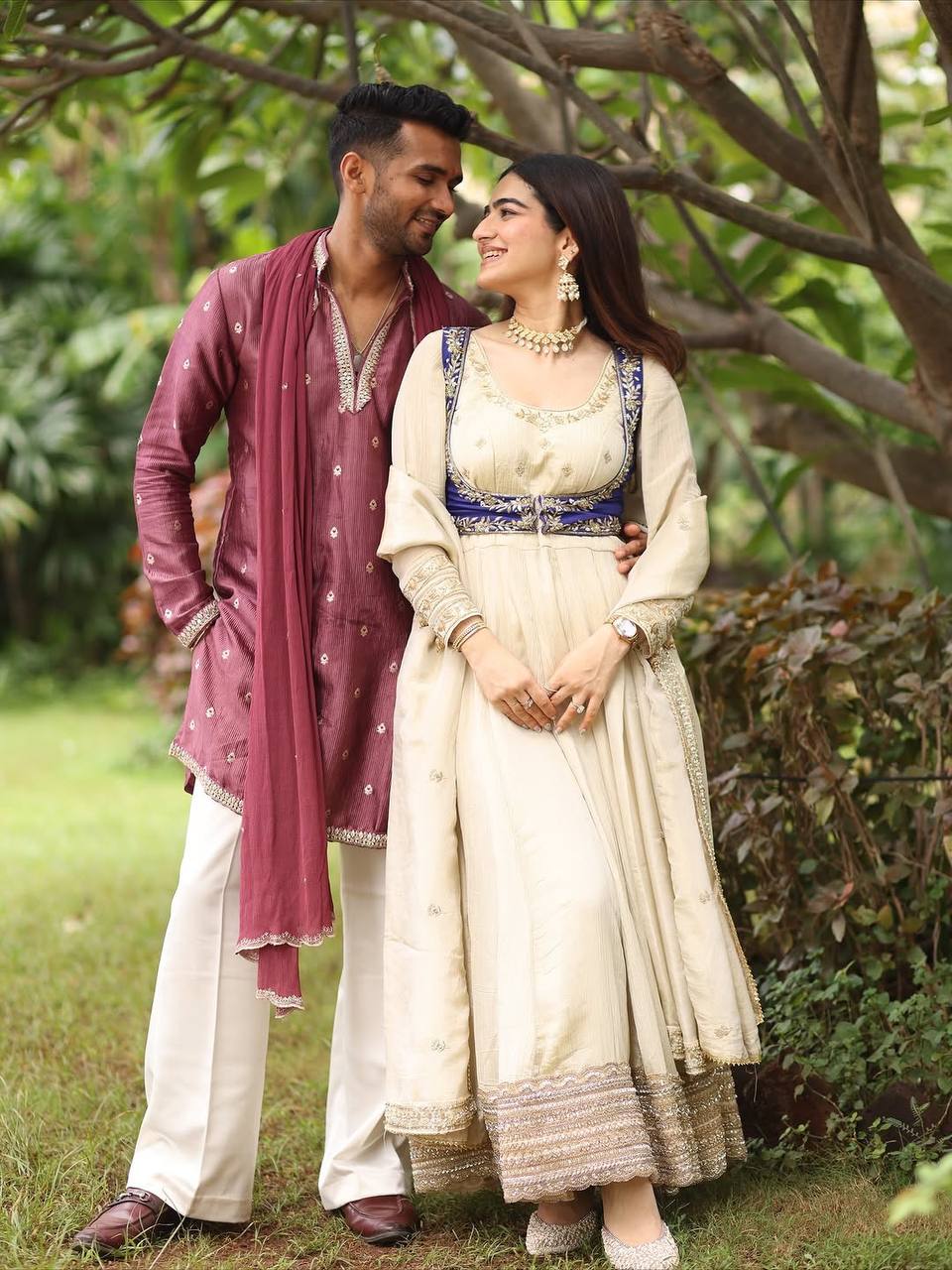 LadyVastara Festive Special Chinon Silk Kurta Pant Set with Elegant Koti