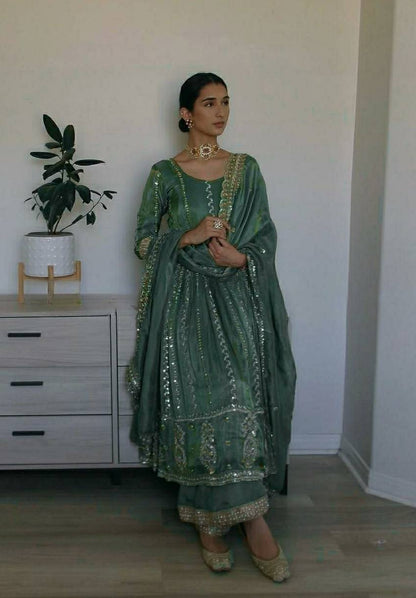 LadyVastara Premium Natural Crepe Anarkali Pant Set – Festive & Party Wear