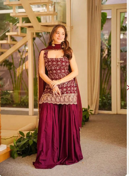 LadyVastara Heavy Embroidery Faux Georgette Ethnic Suit Set for Women
