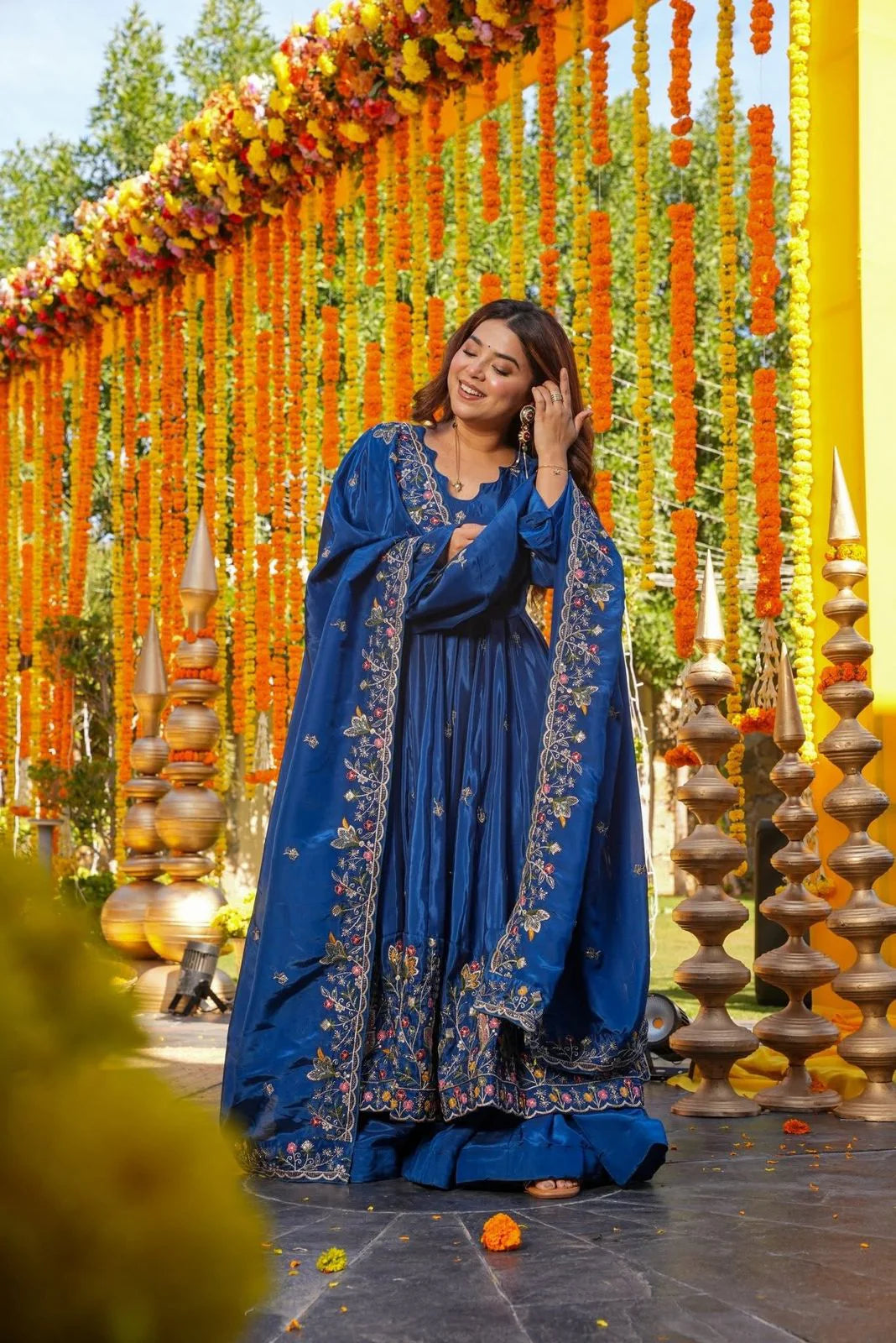LadyVastara Heavy Embroidered Crepe Silk Anarkali Set for Wedding Wear