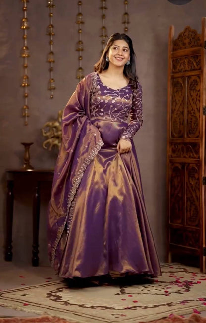 LadyVastara Elegant Embroidered Anarkali Gown Set with Dupatta