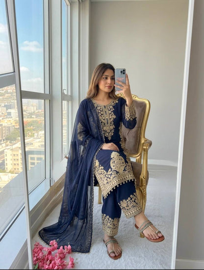 LadyVastara Festive Collection Heavy Faux Georgette Palazzo Suit Set