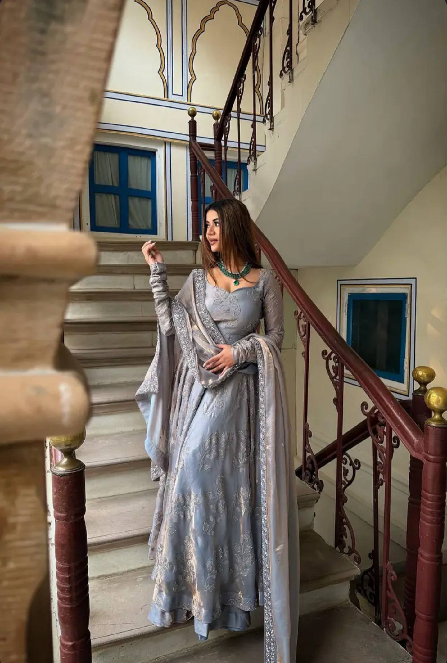 LadyVastara Heavy Fendy Silk Designer Anarkali Suit with Handwork