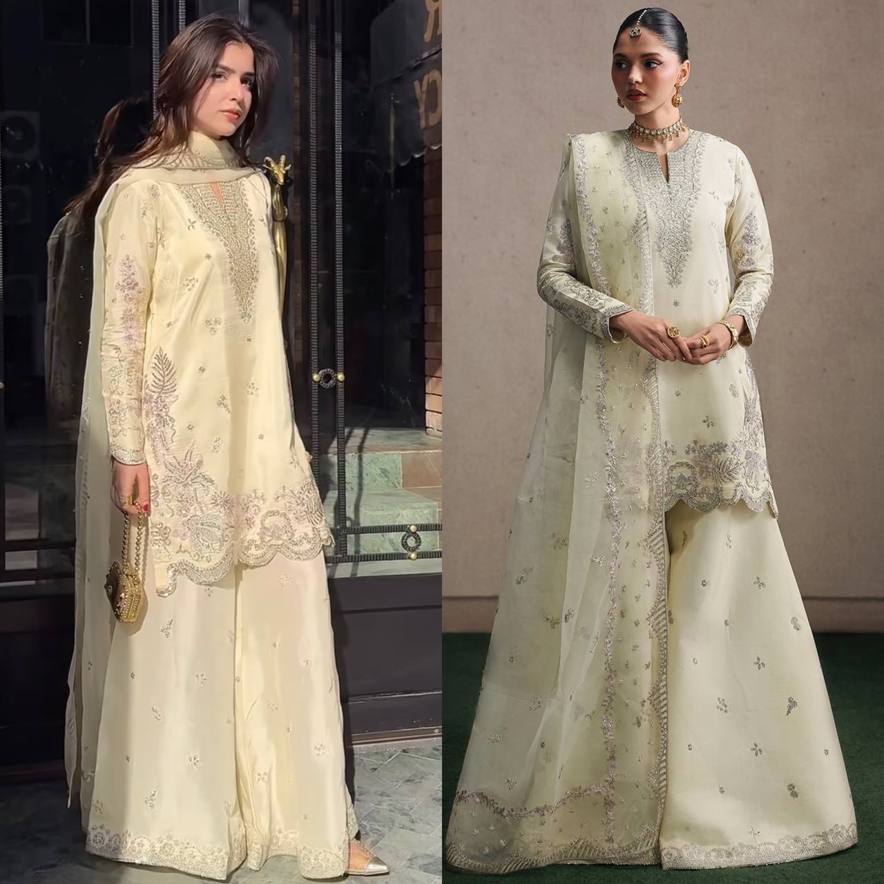 LadyVastara Premium Sequence Embroidered Crepe Silk Sharara Set