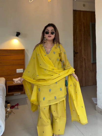 Premium Embroidered Farshi Plazzo Suit Set
