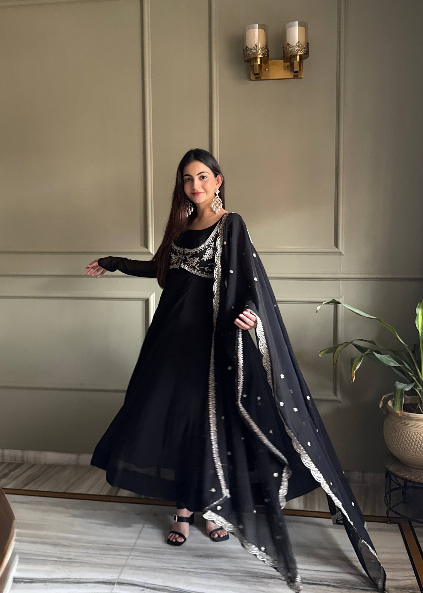 Ladyvastara Heavy Fox Georgette Designer Anarkali Gown Set with Dupatta
