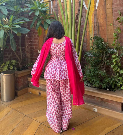 LadyVastara Heavy Pure Cambric Cotton Farshi Suit Set with Dupatta