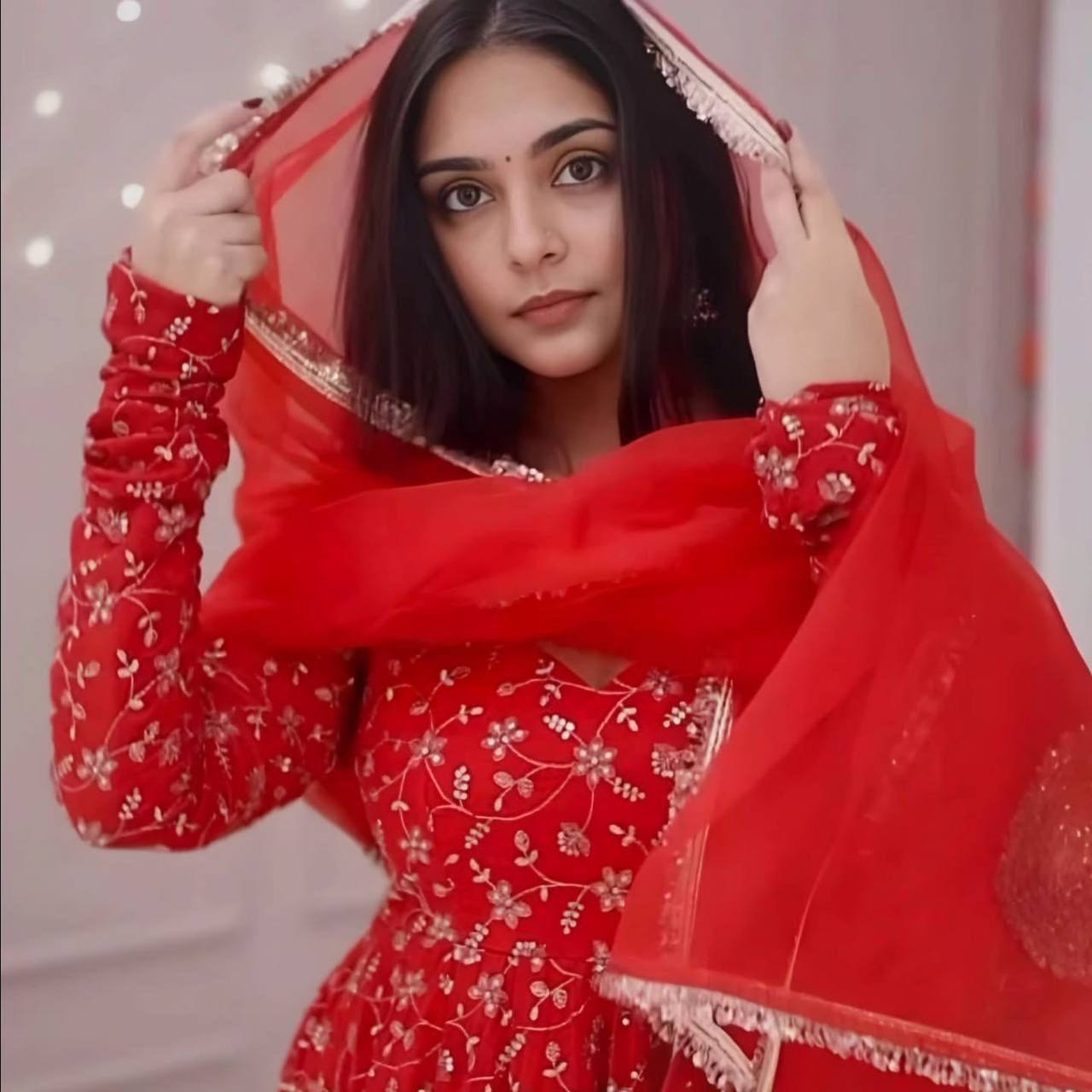 LadyVastara Designer Red Anarkali Set – Festive & Party Wear Collection