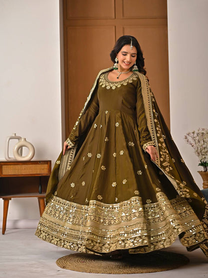 LadyVastara Designer Ethnic Wear Anarkali Suit with Sequence Work & Perfect Fit