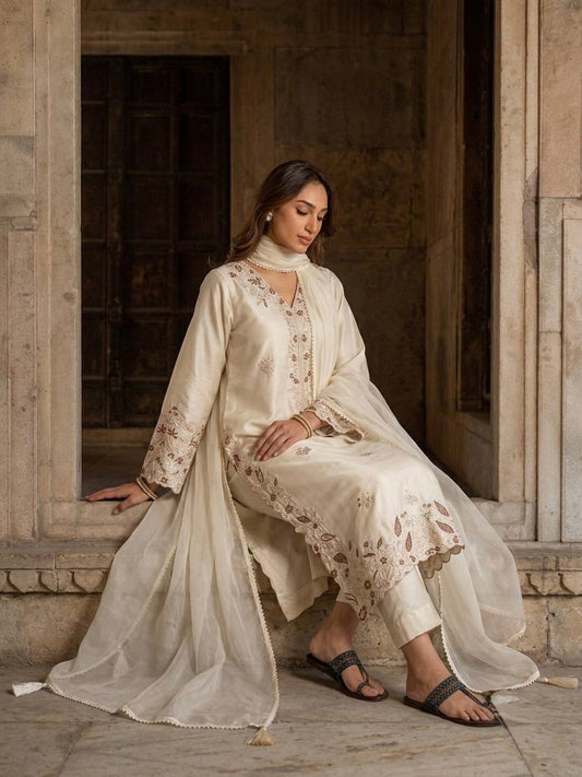 LadyVastara Designer Roman Glass Kaftan Set with Bottom for Women