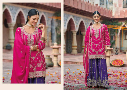 LadyVastara Graceful Pink & Purple Sharara Suit for Women  Perfect for Weddings & Festive Wear