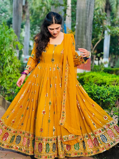 LadyVastara Royal Designer Anarkali Suit Set with Heavy Sequins & Embroidery Work