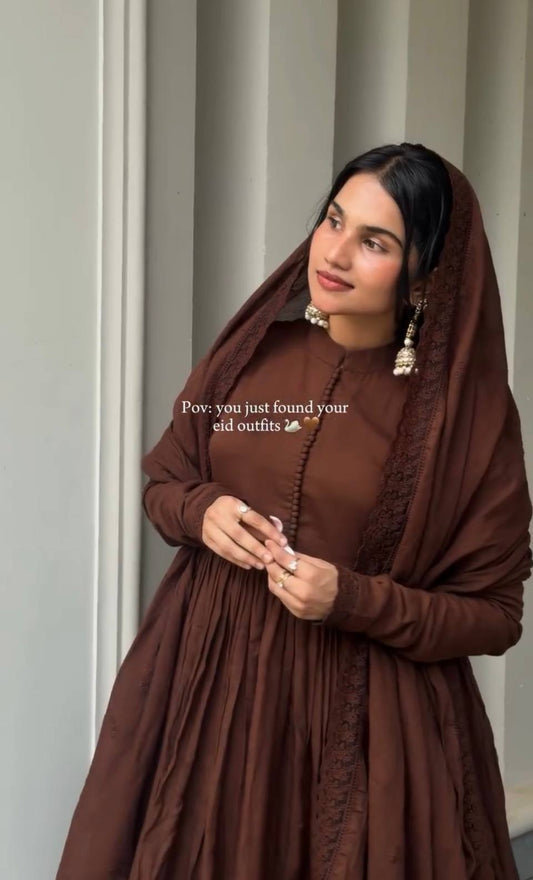 LadyVastara Elegant Heavy Embroidered Roman Silk Gown Set with Dupatta | Party Wear Fully Stitched Dress  Hashtags: