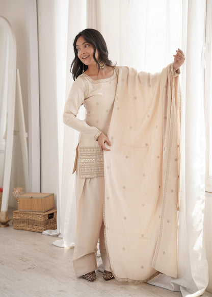 LadyVastara Wedding & Festive Special Roman Silk Embroidered Suit Set