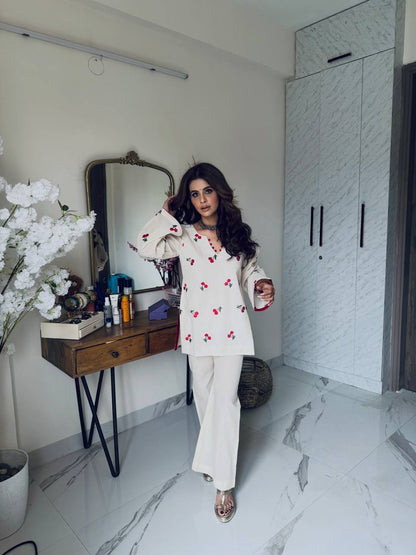 Heavy Cambric Cotton Embroidered Suit Set