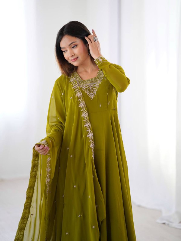 LadyVastara Heavy Embroidered Anarkali Suit with 6.5m Grand Flair & Zari Work