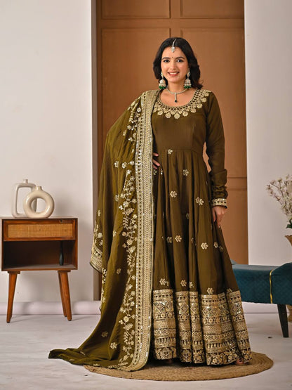 LadyVastara Designer Ethnic Wear Anarkali Suit with Sequence Work & Perfect Fit