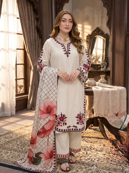LadyVastara Graceful Embroidered Kurta Plazzo Set with Designer Dupatta