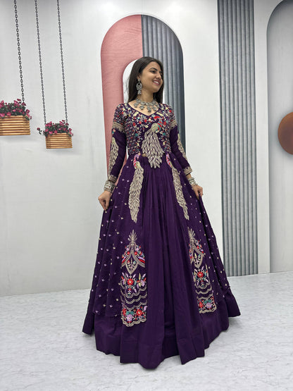 Lady Vastara Festival Special Pure Vichitra Crop Top Lehenga Set with Heavy Work