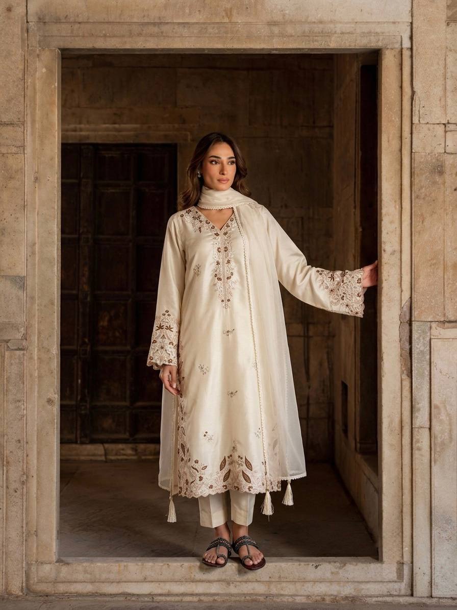 LadyVastara Designer Roman Glass Kaftan Set with Bottom for Women