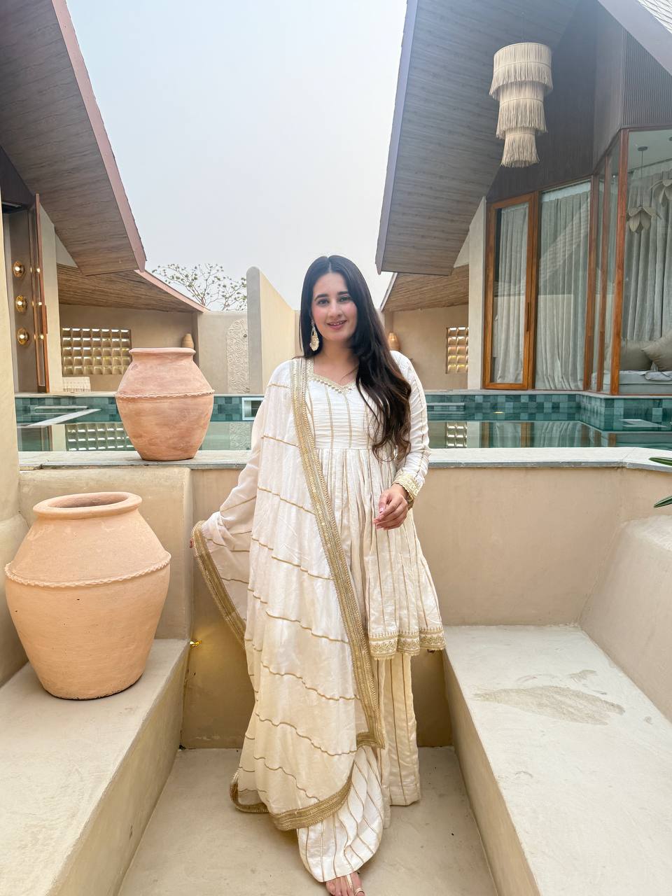 LadyVastara Royal Embroidered Vichitra Silk Sharara Suit with Dupatta