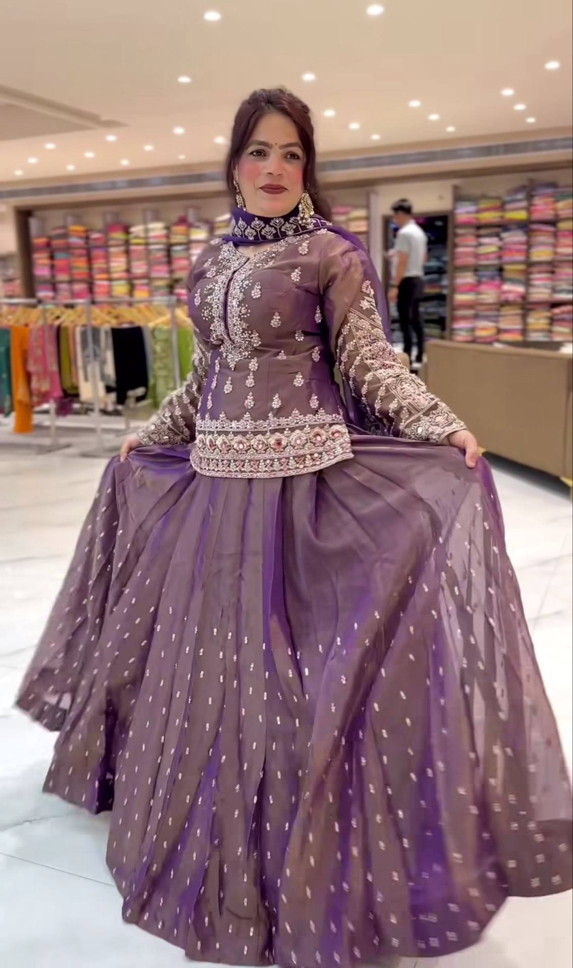 Ladyvastara Designer Simmer Silk Lehenga Set with Embroidery, Zari & Moti Work