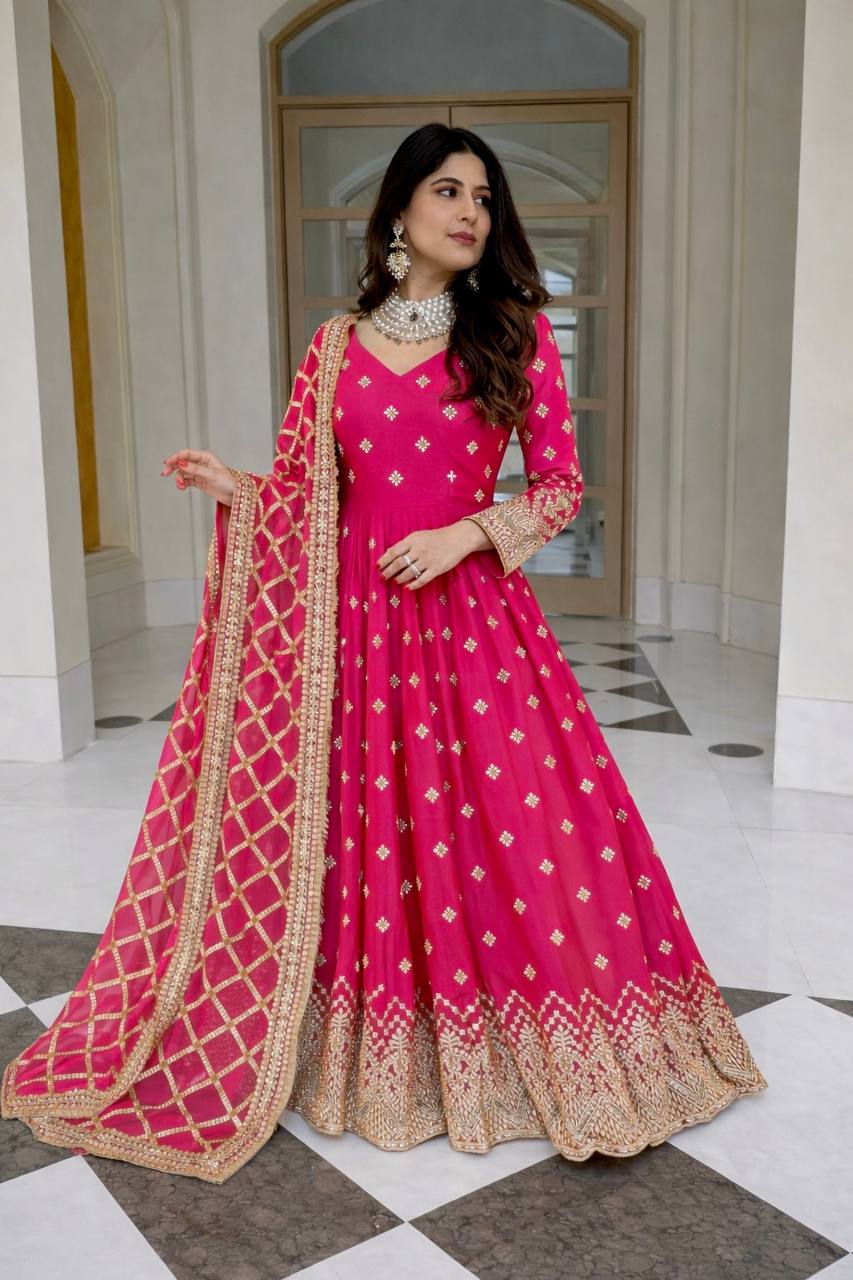 LadyVastara Designer Heavy Georgette Gown with Dupatta Set
