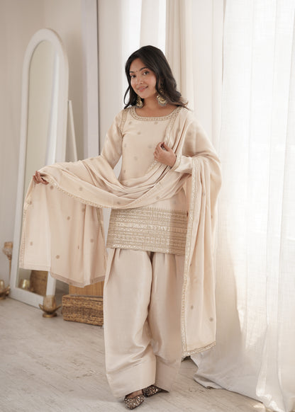 LadyVastara Wedding & Festive Special Roman Silk Embroidered Suit Set