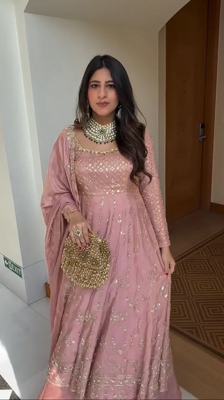 LadyVastara Designer Hand Embroidered Anarkali Set for Women